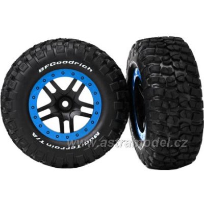 Traxxas kolo 2.2/3.0", disk SCT Split-Spoke černý-modrý, pneu KM2 (2) (2WD přední)