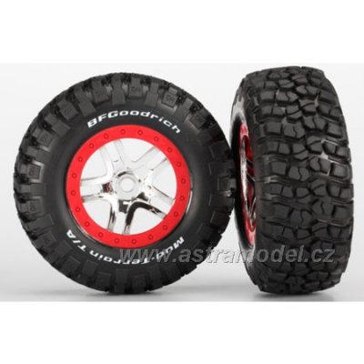 Traxxas kolo 2.2/3.0", disk SCT Split-Spoke stříbrný-červený, pneu KM2 (2)