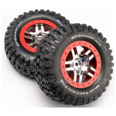 Traxxas kolo 2.2/3.0", disk SCT Split-Spoke stříbrný-červený, pneu KM2 (2)