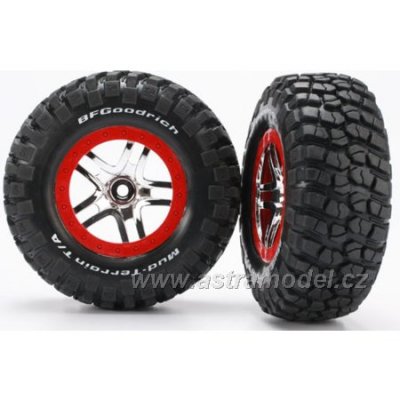 Traxxas kolo 2.2/3.0", disk SCT Split-Spoke stříbrný-červený, pneu KM2 S1 (2)